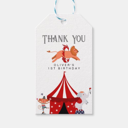 Circus or Carnival Themed Birthday Party Gift Tags