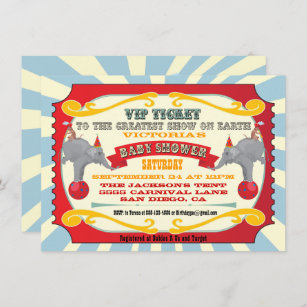 Circus or Carnival Ticket Baby Shower Invitation