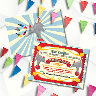 Circus or Carnival Ticket Birthday Invitation