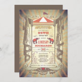 Circus or Vintage Carnival Birthday Party Invitation (Front/Back)