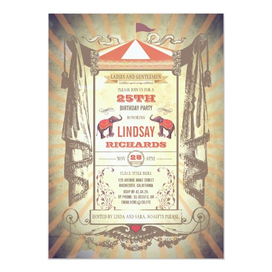 circus or vintage carnival birthday party invitation zazzle com