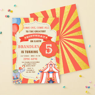 Circus Party Animals Carnival Party Birthday Invitation