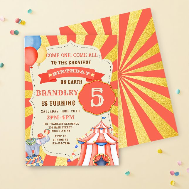 Circus Party Animals Carnival Party Birthday Invitation (Creator Uploaded)
