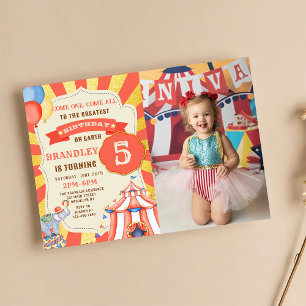Circus Party Animals Carnival Party Birthday Photo Invitation