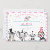 Circus Party Animals Carnival Party First Birthday Invitation (Front)