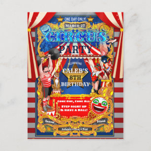 CIRCUS PARTY Big Top Tent Vintage Modern Birthday Invitation Postcard