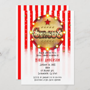 Circus Party Event Red White Gold Striped Invitation