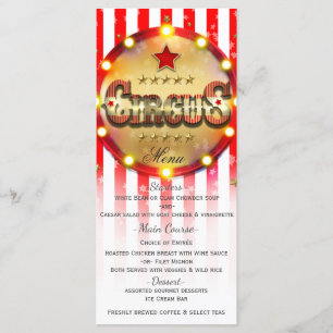 Circus Party Event Red White Gold Striped Menu