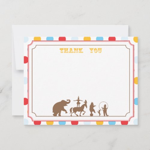 Circus Party Flat Thank You Note
