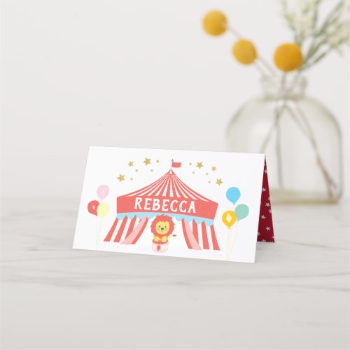 Circus party label carnival place card