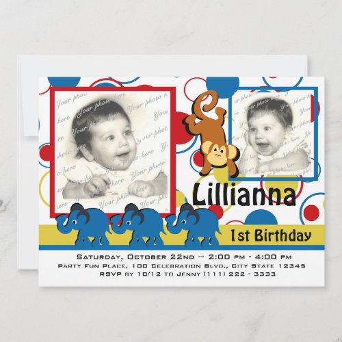 Circus Party Photo Custom Invite