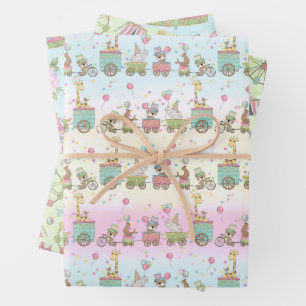 Circus Pastel Baby Wrapping Paper Sheets