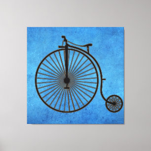 Circus Penny Farthing Bike on Blue Parchment Canvas Print
