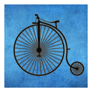 Circus Penny Farthing Bike on Blue Parchment Photo Print