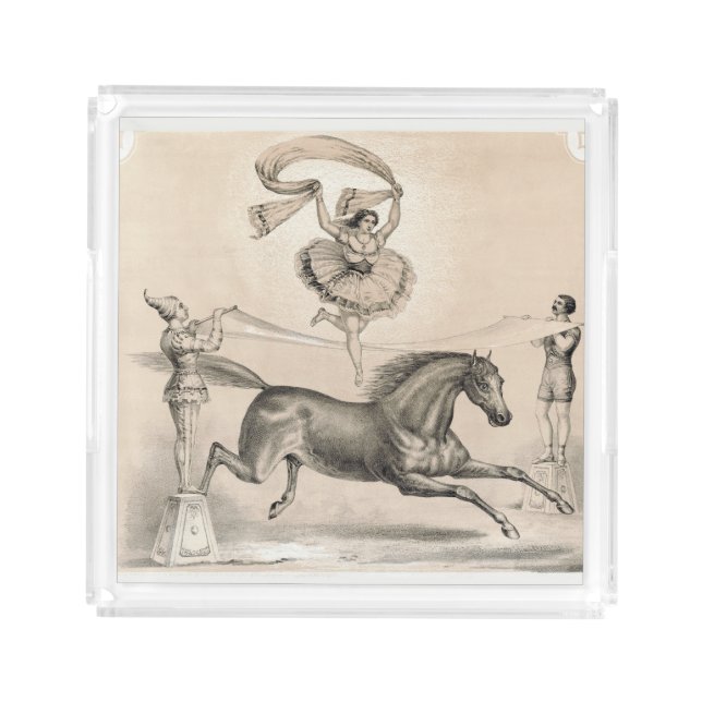 Circus Performer Jumping Over A Large Ribbon Acrylic Tray (Front)