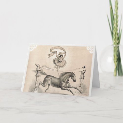 Circus Performer Jumping Over A Large Ribbon Card