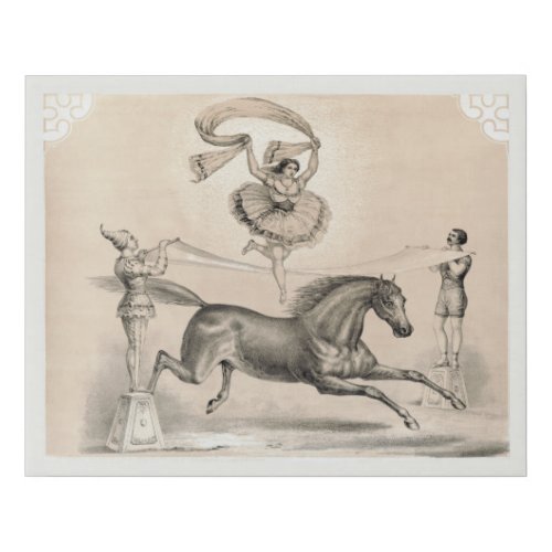 Circus Performer Jumping Over A Large Ribbon Faux Canvas Print