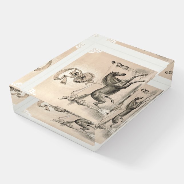 Circus Performer Jumping Over A Large Ribbon Paperweight (Angled)