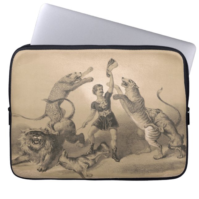 Circus Performer Standing Among Vicious Animals Laptop Sleeve (Front)
