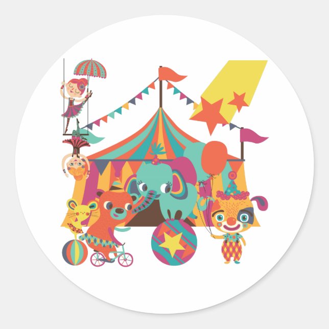 Circus Performers Classic Round Sticker (Front)