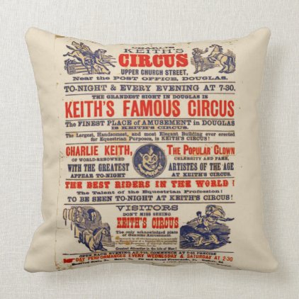 Circus Playbill Vintage Throw Pillow
