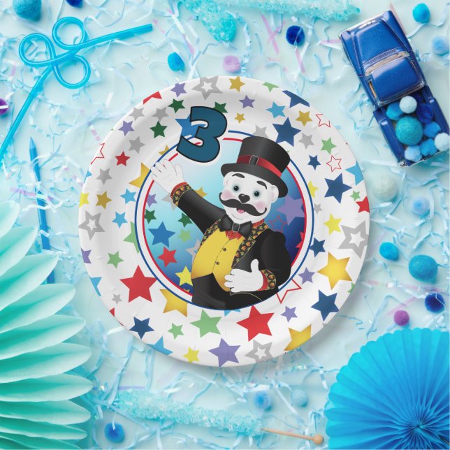 Circus Polar Bear Ringmaster Birthday Paper Plates (Party)