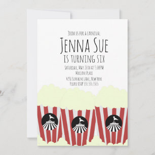 Circus Popcorn Carnival Birthday Red Invitation