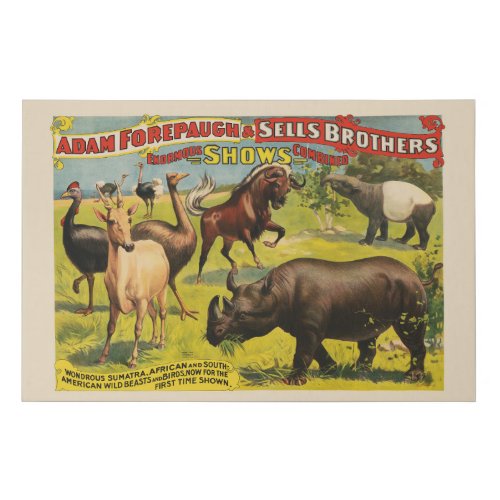 Circus Poster For Adam Forepaugh  Sells Brothers Faux Canvas Print
