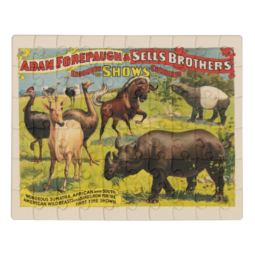 Circus Poster For Adam Forepaugh  Sells Brothers Jigsaw Puzzle