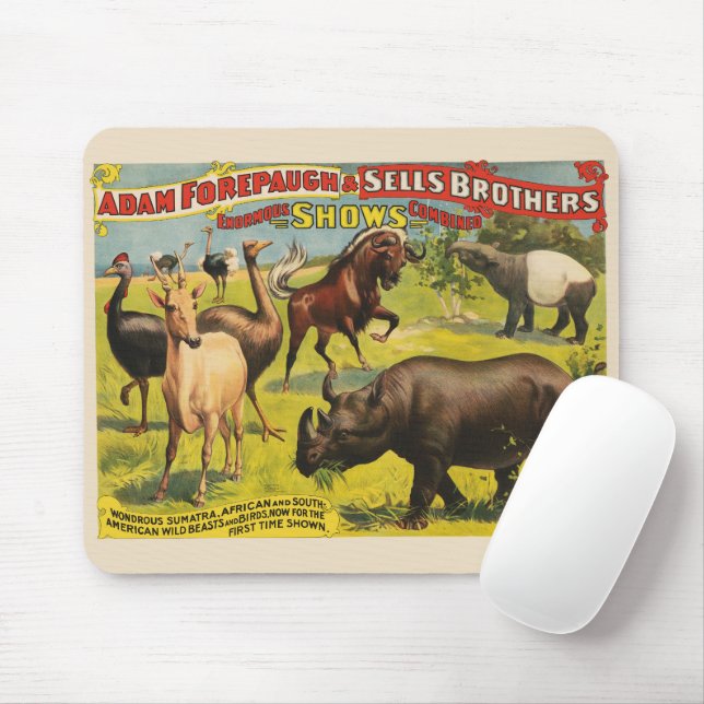 Circus Poster For Adam Forepaugh & Sells Brothers Mouse Pad (With Mouse)
