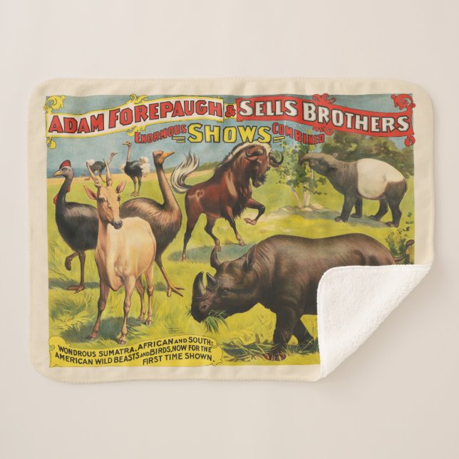 Circus Poster For Adam Forepaugh & Sells Brothers Sherpa Blanket (Front (Horizontal))