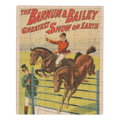 Circus Poster Of 2 Ponies Jumping Over An Obstacle Jigsaw Puzzle