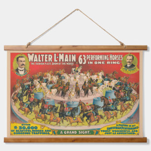 Circus Poster Of 63 Performing Horses In One Ring Hanging Tapestry