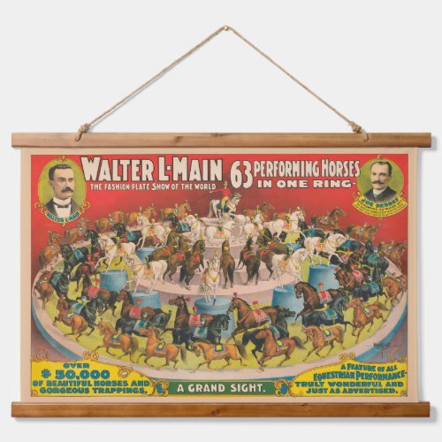 Circus Poster Of 63 Performing Horses In One Ring Hanging Tapestry