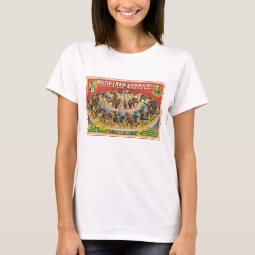 Circus Poster Of 63 Performing Horses In One Ring T_Shirt
