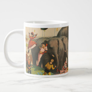 Circus Poster Of Acrobats Jumping Over Elephants Giant Coffee Mug