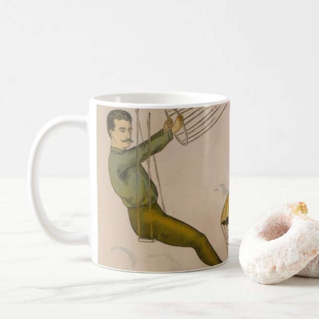 Circus Poster Of An Aerial Balloon Performance Coffee Mug (With Donut)