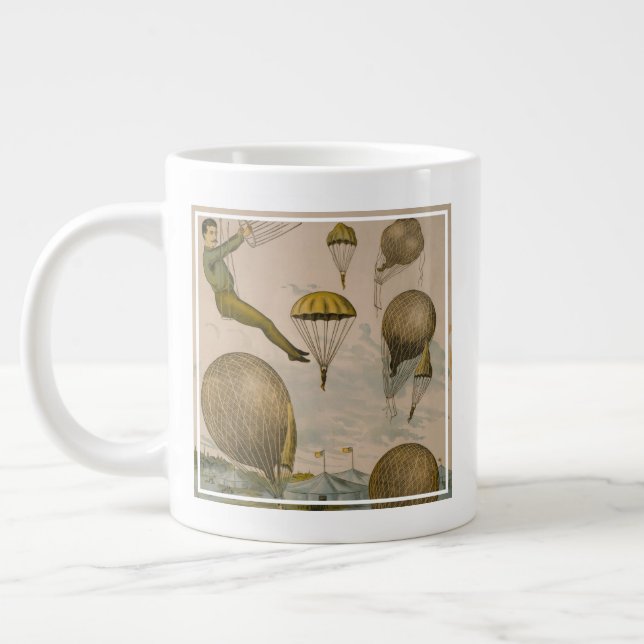 Circus Poster Of An Aerial Balloon Performance Giant Coffee Mug (Left)
