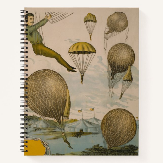 Circus Poster Of An Aerial Balloon Performance Notebook (Front)