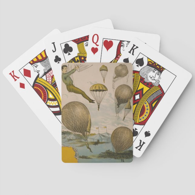 Circus Poster Of An Aerial Balloon Performance Poker Cards (Back)