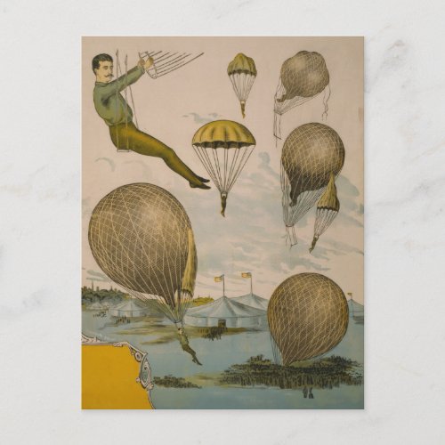 Circus Poster Of An Aerial Balloon Performance Postcard