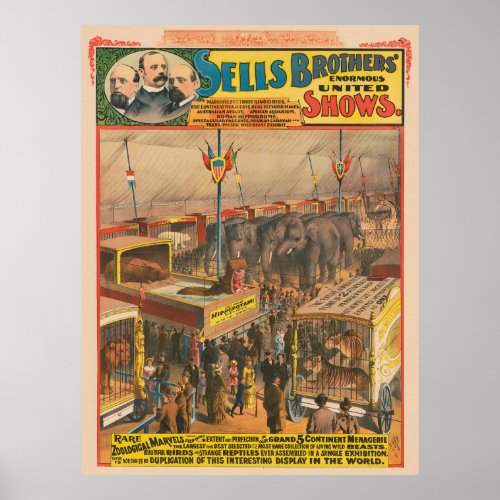 Circus Poster Of Animals On Exhibit In A Tent