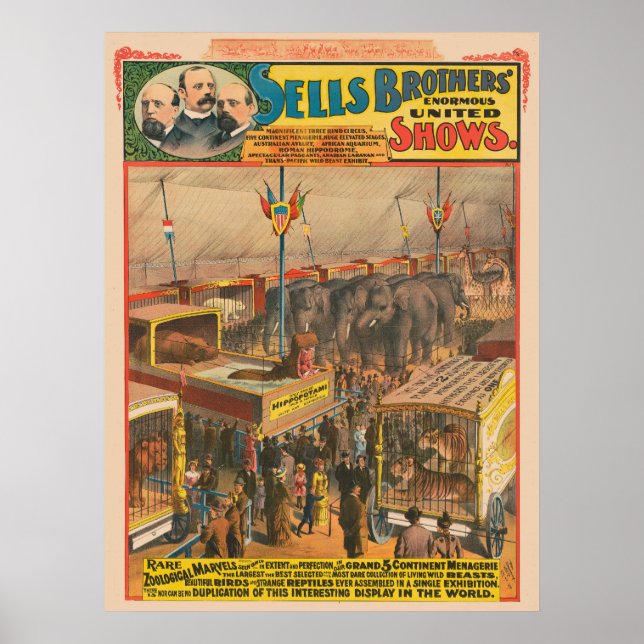 Circus Poster Of Animals On Exhibit In A Tent (Front)