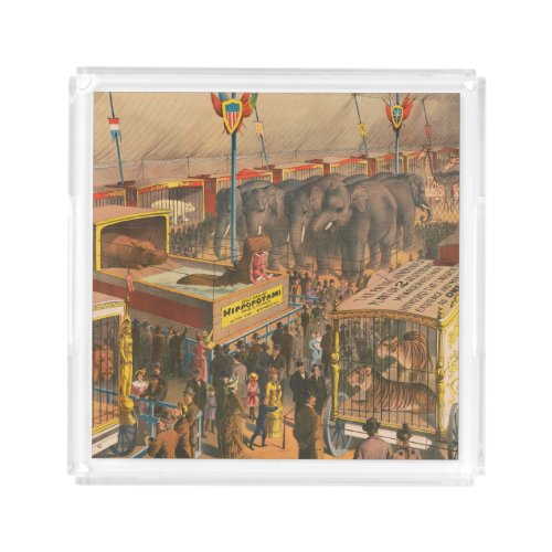 Circus Poster Of Animals On Exhibit In A Tent Acrylic Tray