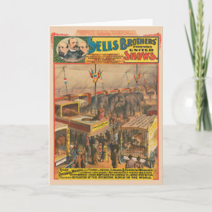 Circus Poster Of Animals On Exhibit In A Tent Card