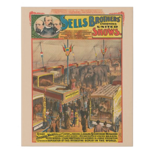 Circus Poster Of Animals On Exhibit In A Tent Faux Canvas Print