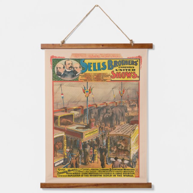 Circus Poster Of Animals On Exhibit In A Tent Hanging Tapestry (Front)