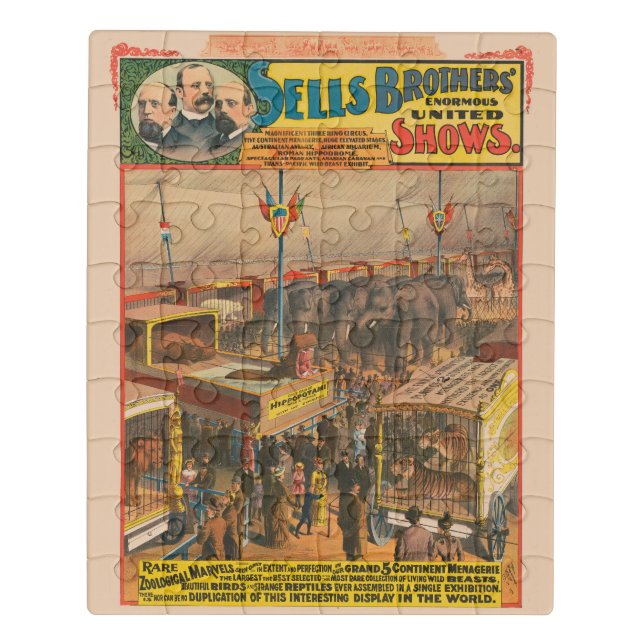Circus Poster Of Animals On Exhibit In A Tent Jigsaw Puzzle (Puzzle Vertical)