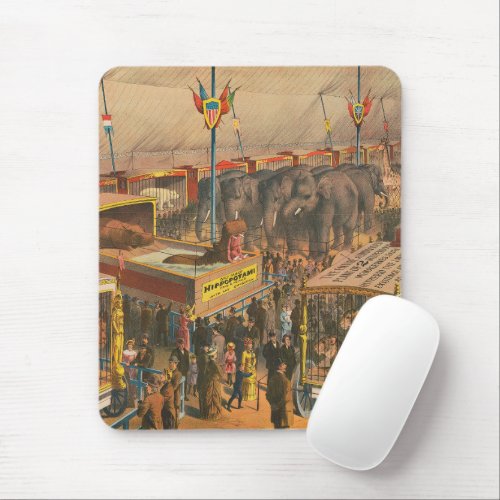Circus Poster Of Animals On Exhibit In A Tent Mouse Pad