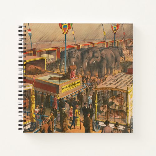 Circus Poster Of Animals On Exhibit In A Tent Notebook